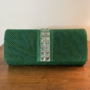 Sparkly emerald green clutch purse